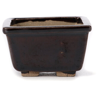 Seto 80 mm square brown bonsai pot by Seto, Japan