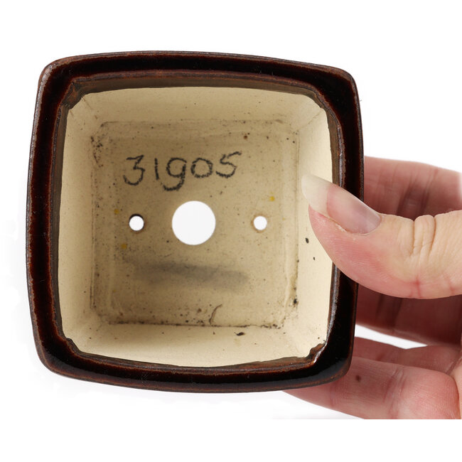 Maceta de bonsái cuadrada marrón de Seto - 85 x 80 x 45 mm