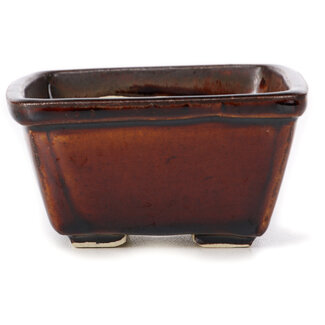 Seto 90 mm square brown bonsai pot by Seto, Japan