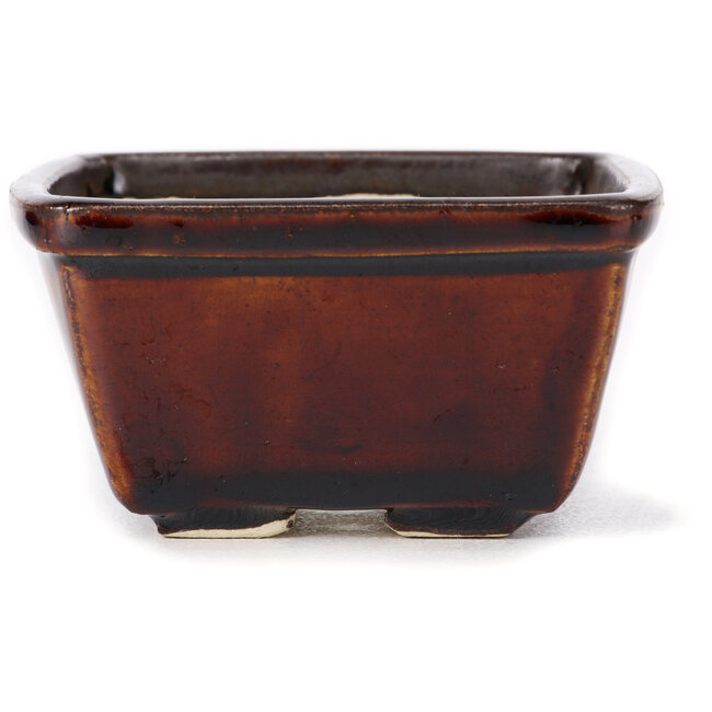 Quadratische braune Bonsaischale von Seto - 90 x 90 x 50 mm