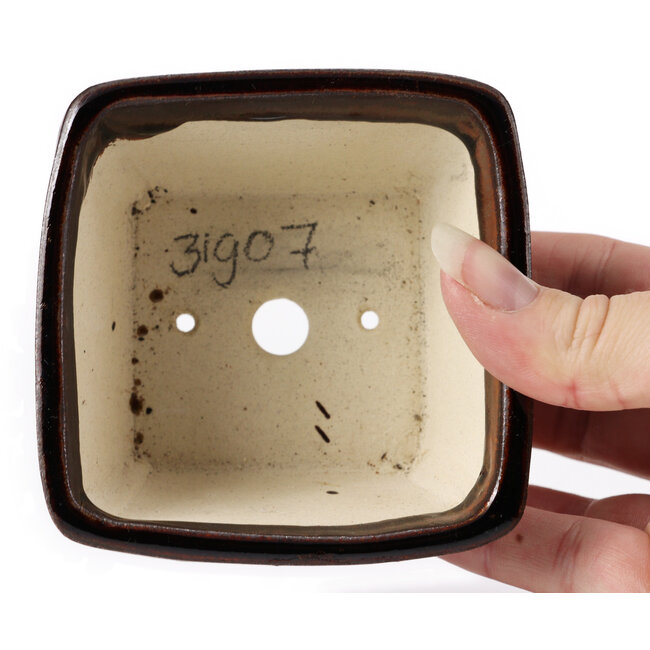 Square brown bonsai pot by Seto - 90 x 90 x 50 mm