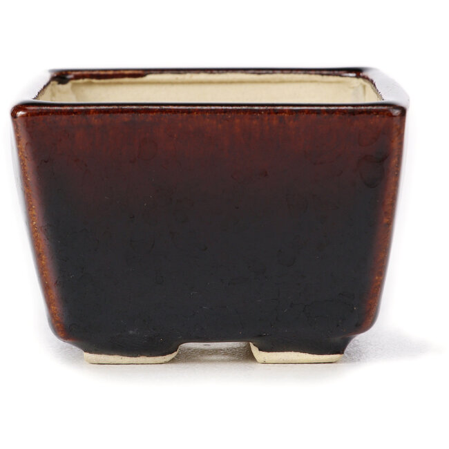 Vierkante bruine bonsaipot van Seto - 80 x 75 x 50 mm