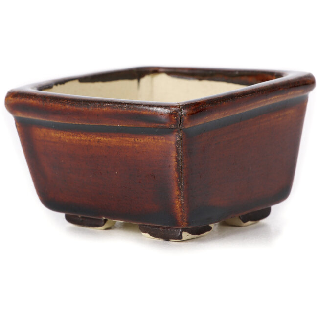Square brown bonsai pot by Seto - 80 x 85 x 45 mm