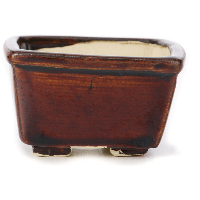 Square brown bonsai pot by Seto - 80 x 85 x 45 mm
