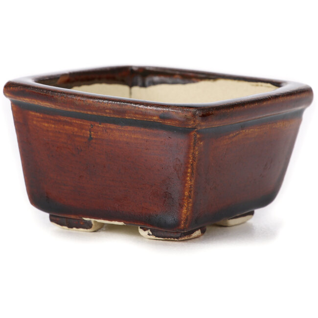 Maceta de bonsái cuadrada marrón de Seto - 80 x 85 x 45 mm