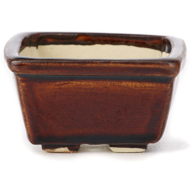 Square brown bonsai pot by Seto - 80 x 85 x 45 mm