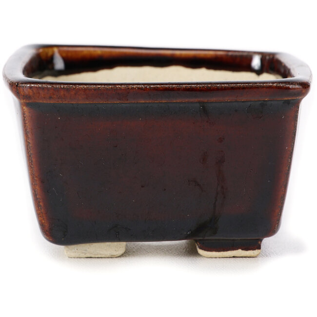 Vaso bonsai quadrato marrone di Seto - 85 x 85 x 50 mm