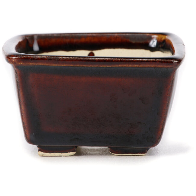 Square brown bonsai pot by Seto - 85 x 85 x 50 mm