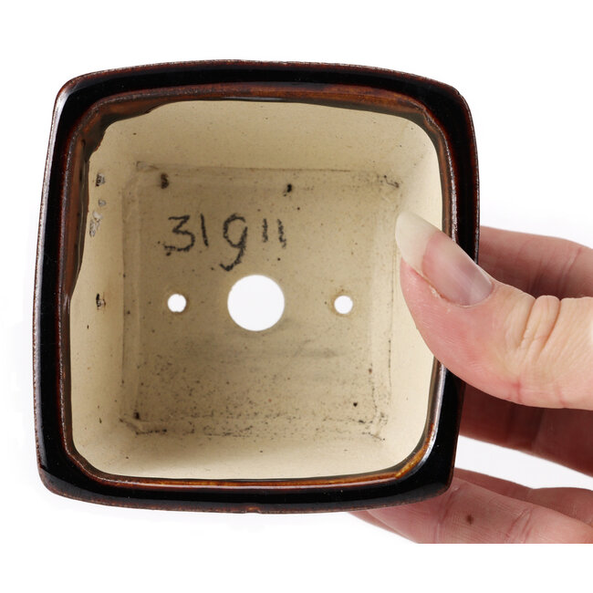 Square brown bonsai pot by Seto - 85 x 85 x 50 mm