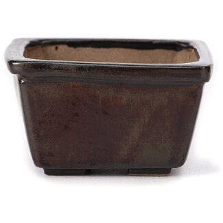 Seto 80 mm square brown bonsai pot by Seto, Japan