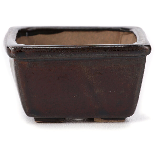 Vierkante bruine bonsaipot van Seto - 80 x 80 x 45 mm