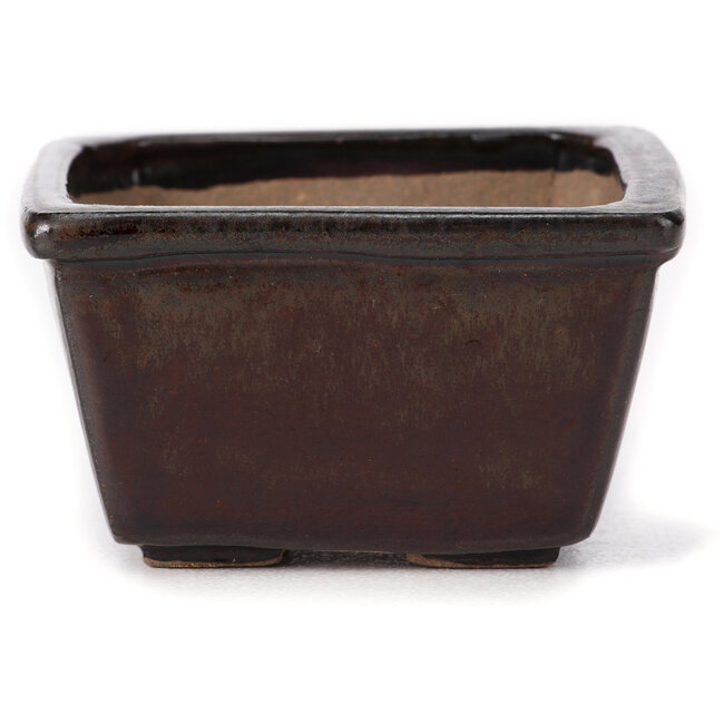 Square brown bonsai pot by Seto - 80 x 80 x 45 mm