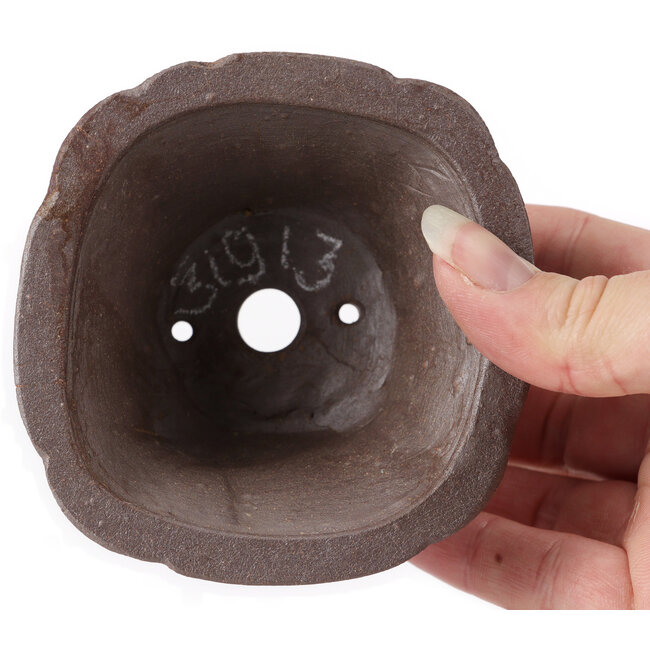 Vierkante ongeglazuurde bonsaipot van Seto - 90 x 90 x 50 mm