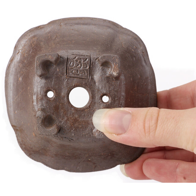 Maceta de bonsái cuadrada sin esmaltar de Seto - 90 x 90 x 50 mm
