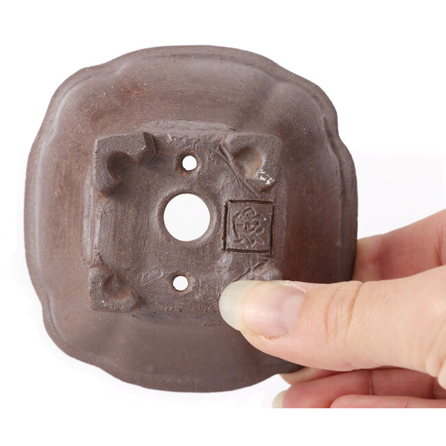 Vierkante ongeglazuurde bonsaipot van Seto - 90 x 90 x 50 mm