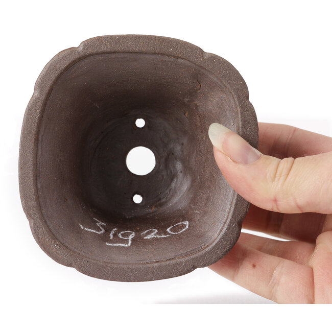 Vierkante ongeglazuurde bonsaipot van Seto - 90 x 90 x 45 mm