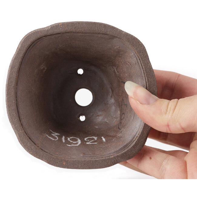 Vierkante ongeglazuurde bonsaipot van Seto - 90 x 90 x 45 mm