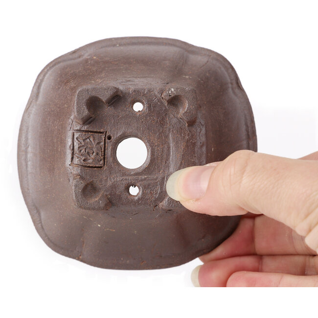 Vierkante ongeglazuurde bonsaipot van Seto - 90 x 90 x 45 mm