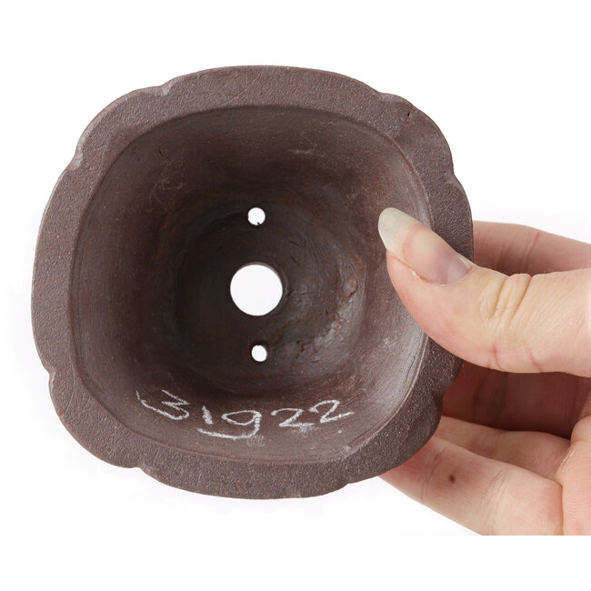 Vaso bonsai quadrato non smaltato di Seto - 90 x 90 x 45 mm