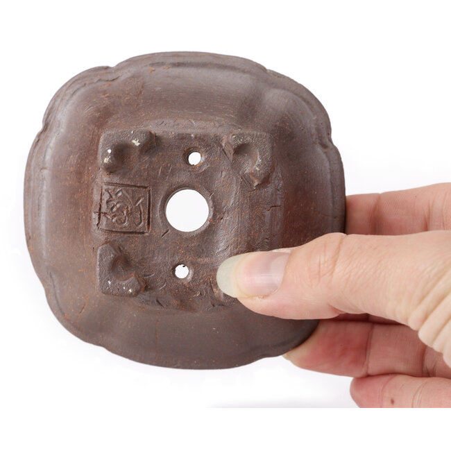 Maceta de bonsái cuadrada sin esmaltar de Seto - 90 x 90 x 45 mm