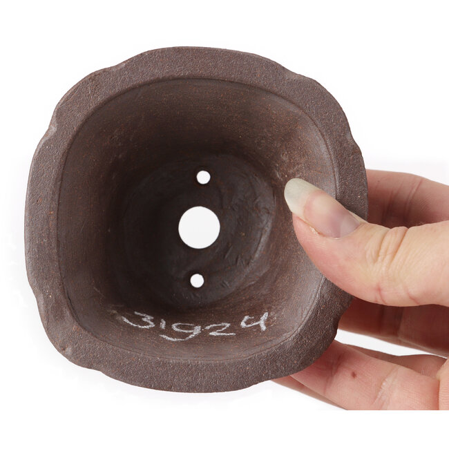 Vierkante ongeglazuurde bonsaipot van Seto - 90 x 90 x 45 mm