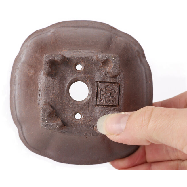 Quadratische unglasierte Bonsaischale von Seto - 90 x 90 x 45 mm