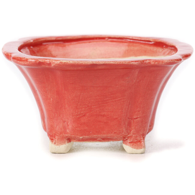 Pot à bonsaï carré rouge par Seto - 90 x 90 x 45 mm