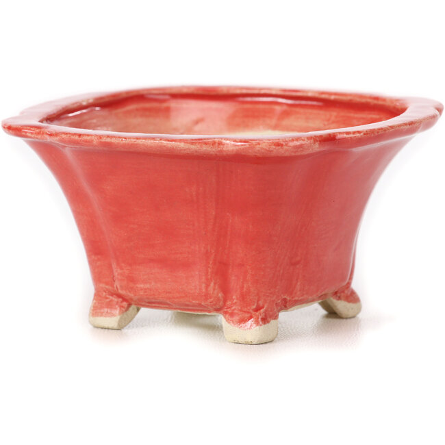 Square red bonsai pot by Seto - 90 x 90 x 45 mm