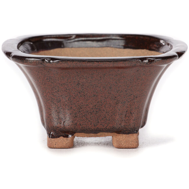 Square brown bonsai pot by Seto - 90 x 90 x 45 mm