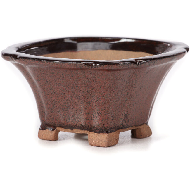 Vierkante bruine bonsaipot van Seto - 90 x 90 x 45 mm