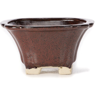 Seto 90 mm square brown bonsai pot by Seto, Japan