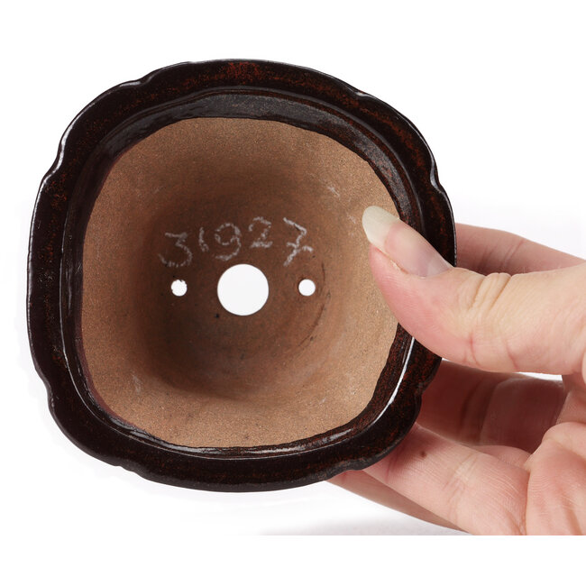 Vaso bonsai quadrato marrone di Seto - 90 x 90 x 45 mm