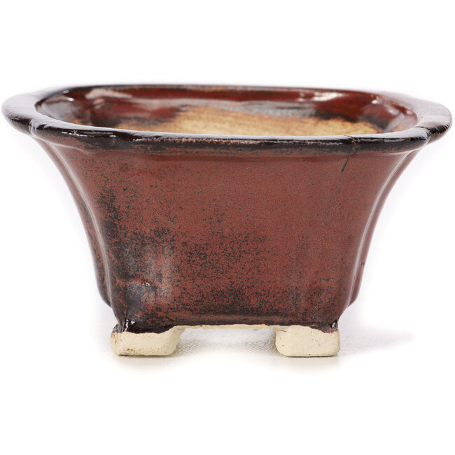 Square brown bonsai pot by Seto - 90 x 90 x 50 mm