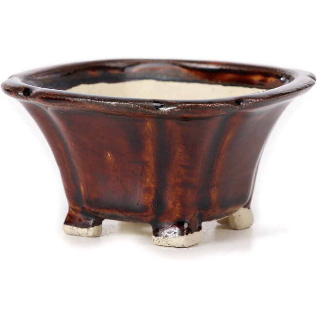 Vierkante bruine bonsaipot van Seto - 90 x 90 x 50 mm