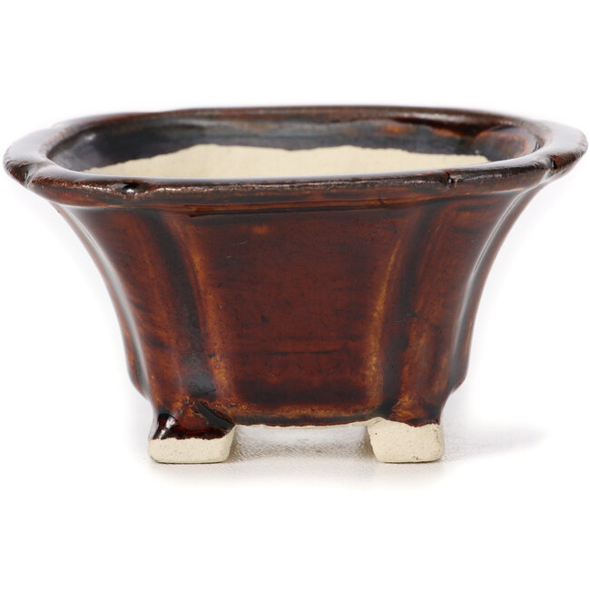 Vierkante bruine bonsaipot van Seto - 90 x 90 x 50 mm