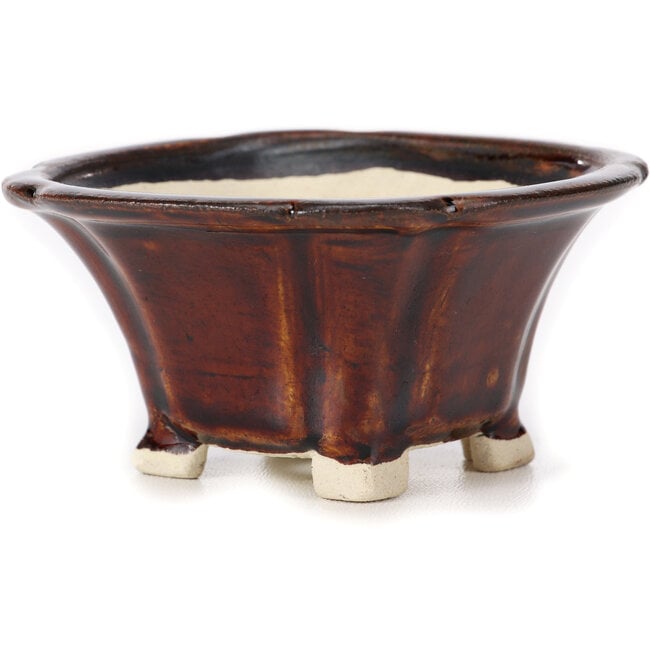Vierkante bruine bonsaipot van Seto - 90 x 90 x 50 mm