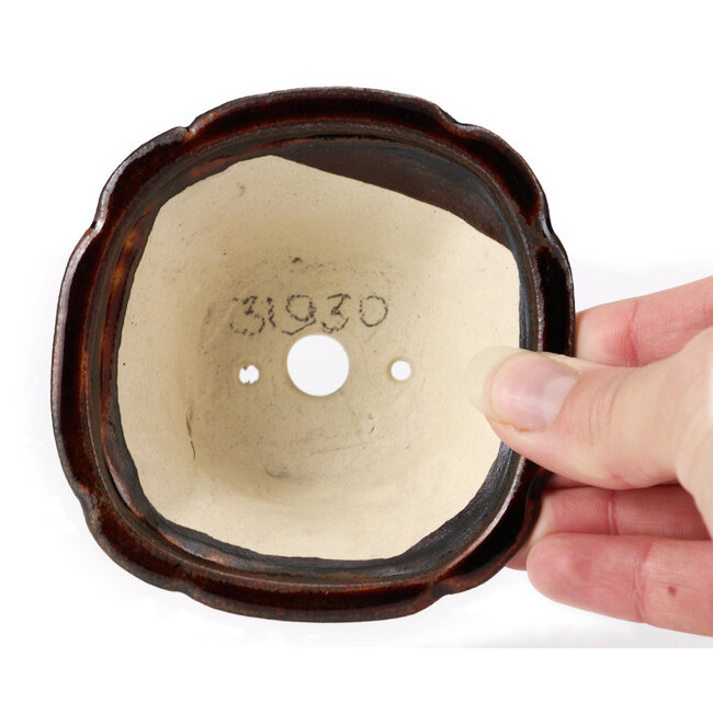 Pot à bonsaï carré marron par Seto - 90 x 90 x 50 mm