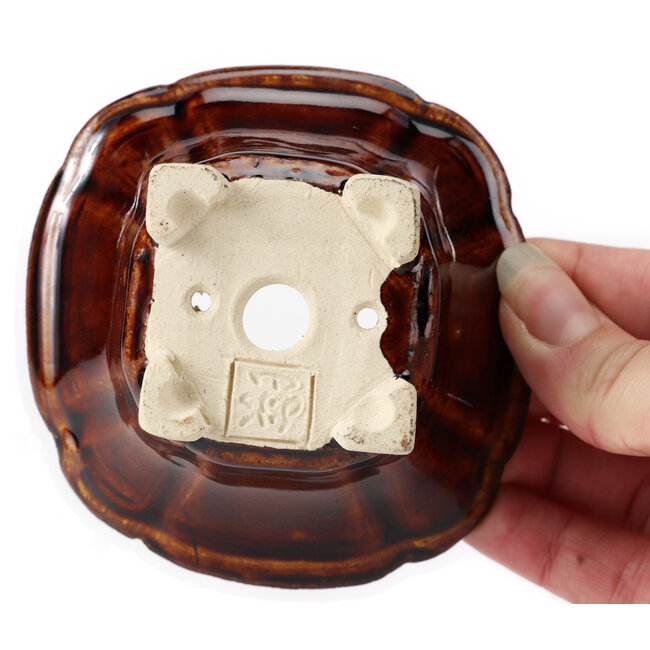 Vaso bonsai quadrato marrone di Seto - 90 x 90 x 50 mm