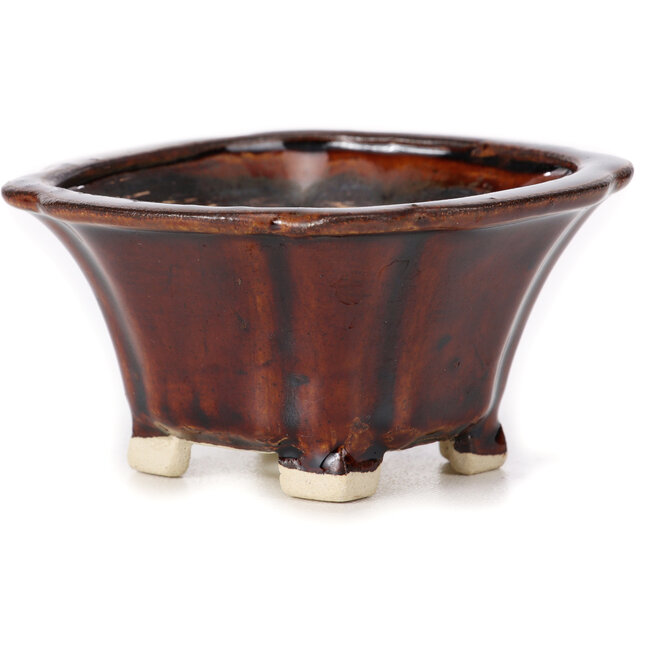 Vierkante bruine bonsaipot van Seto - 90 x 90 x 50 mm