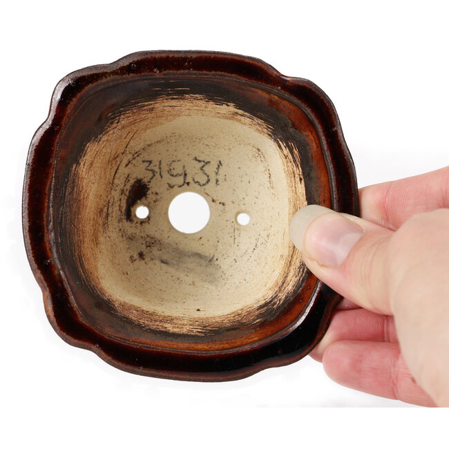 Square brown bonsai pot by Seto - 90 x 90 x 50 mm