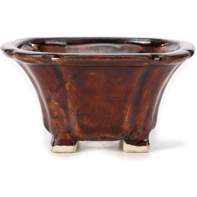 Vaso bonsai quadrato marrone di Seto - 90 x 90 x 50 mm