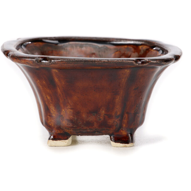Pot à bonsaï carré marron par Seto - 90 x 90 x 50 mm