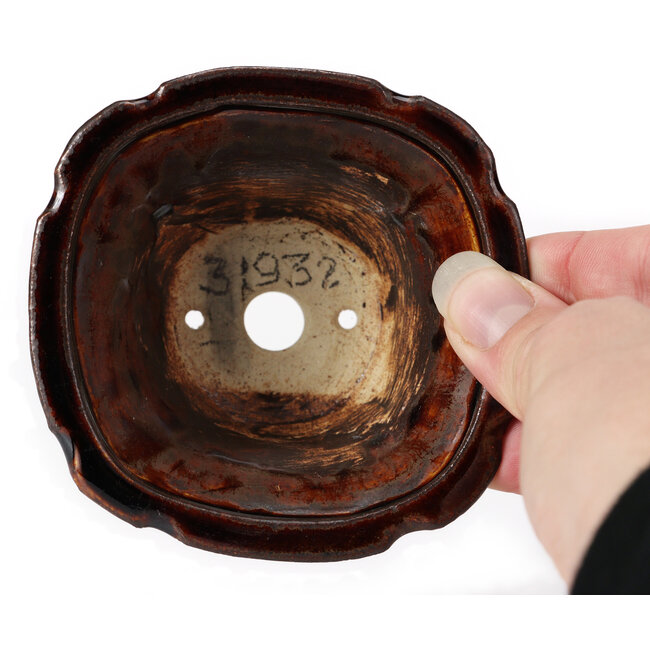 Maceta de bonsái cuadrada marrón de Seto - 90 x 90 x 50 mm