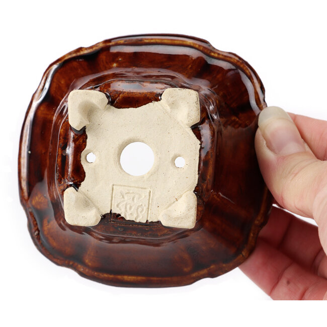 Maceta de bonsái cuadrada marrón de Seto - 90 x 90 x 50 mm