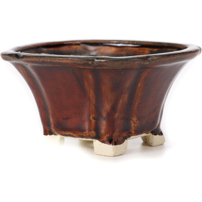 Pot à bonsaï carré marron par Seto - 95 x 95 x 50 mm