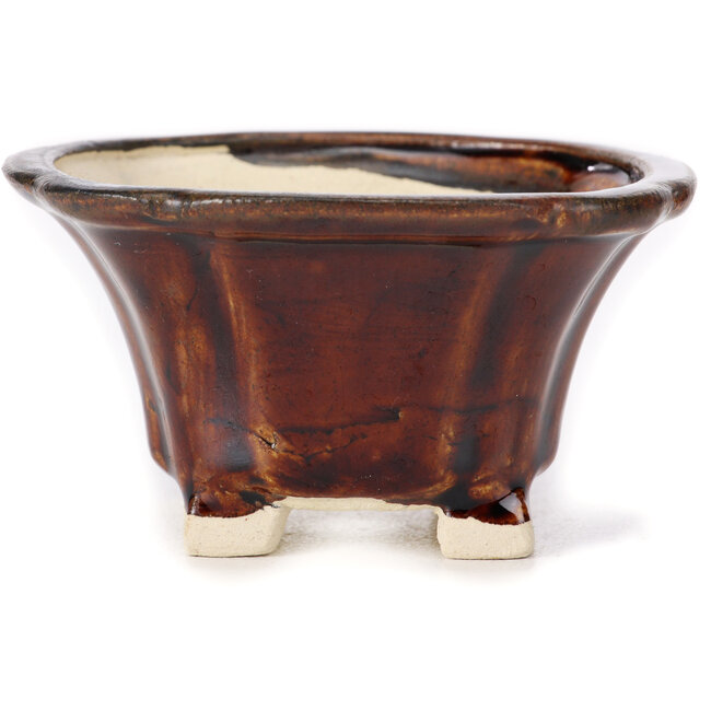 Pot à bonsaï carré marron par Seto - 95 x 95 x 50 mm