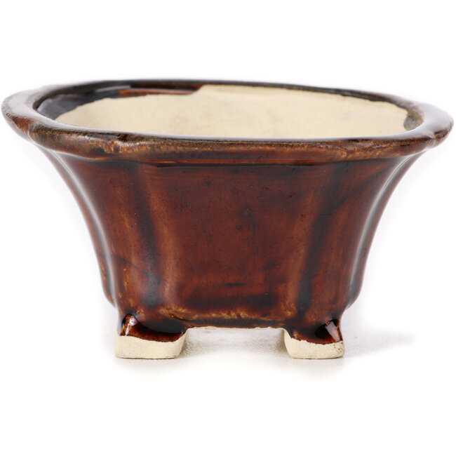 Quadratische braune Bonsaischale von Seto - 95 x 95 x 50 mm