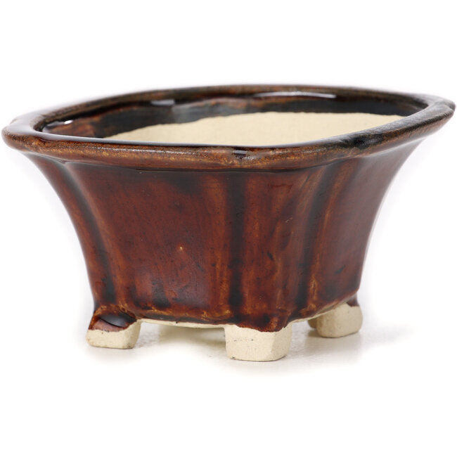 Vaso bonsai quadrato marrone di Seto - 95 x 95 x 50 mm