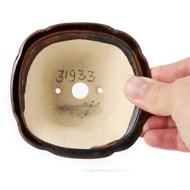 Vaso bonsai quadrato marrone di Seto - 95 x 95 x 50 mm