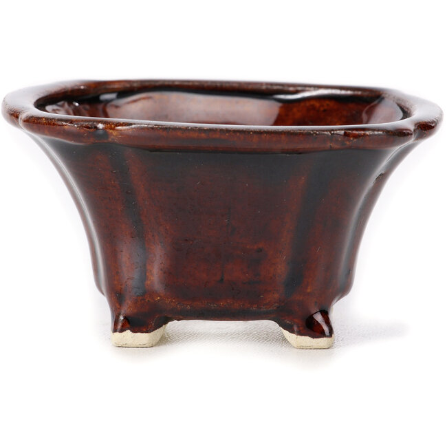 Square brown bonsai pot by Seto - 90 x 90 x 45 mm